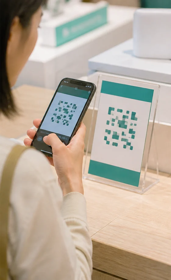 店頭のQRコードをスマートフォンで読み取る支払い